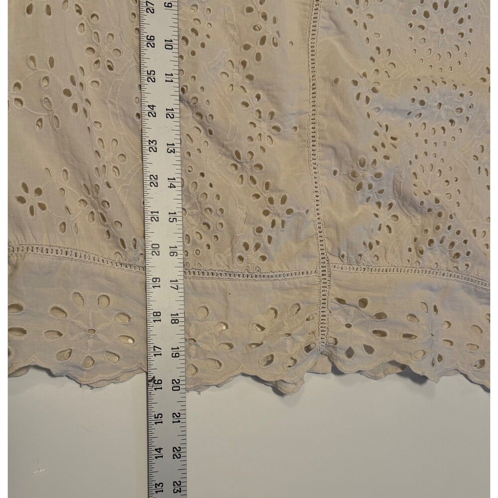 Jennifer & Grace Womens S Ivory 100% Cotton Eyelet Embroidered Peasant Blouse - Picture 6 of 9
